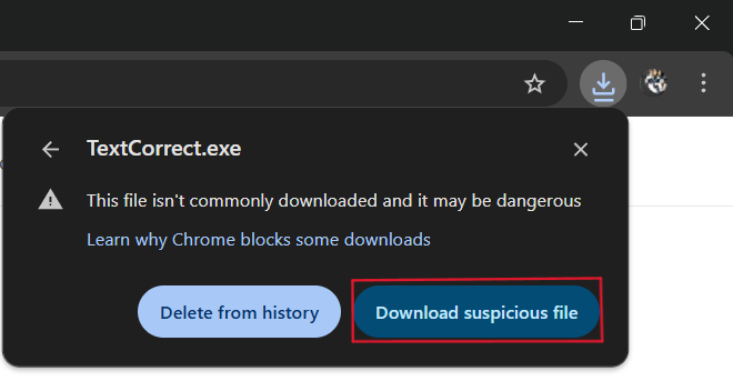 Browser warning